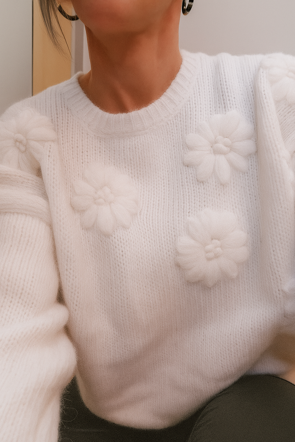 Pull fleurs reliefs Nohana