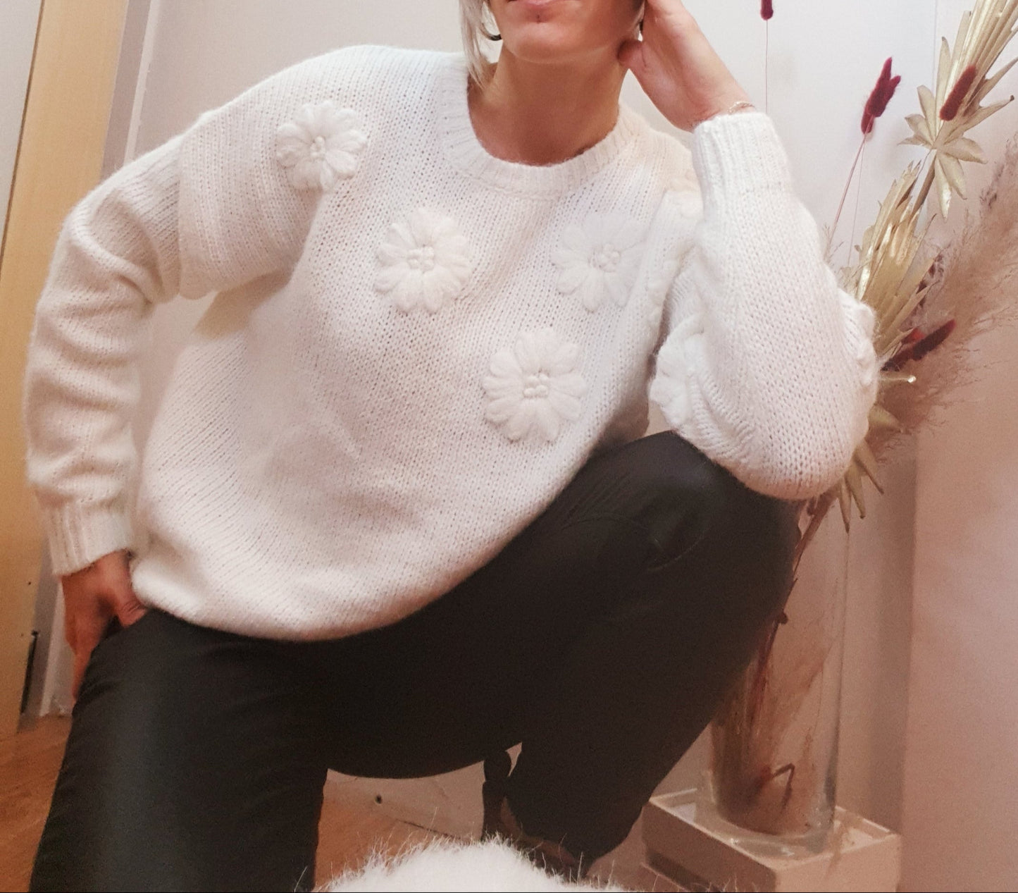 Pull fleurs reliefs Nohana